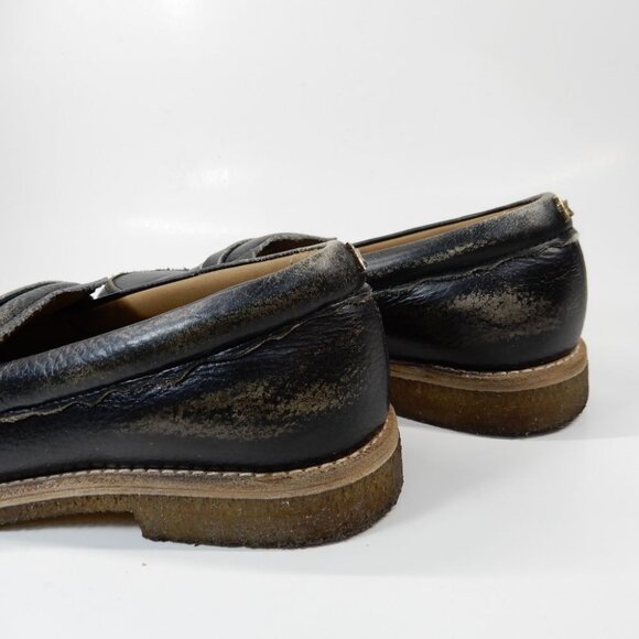 GOLDEN GOOSE Jerry Penny LOAFERS Moccasin Size 37 7 Black Grained Leather EUC - Picture 8 of 16